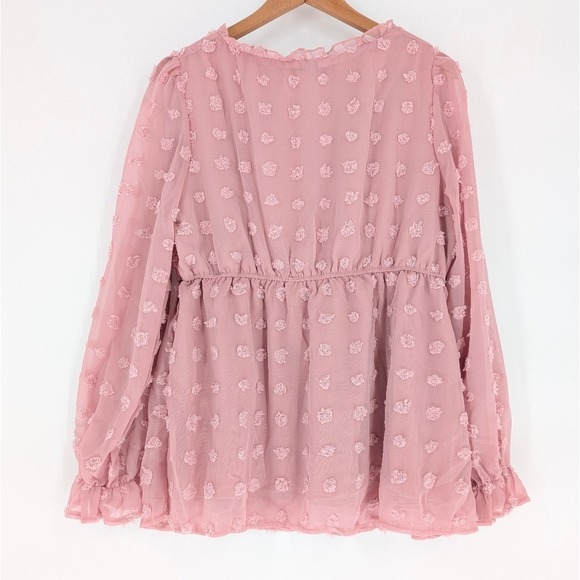 Maternity‎ Pink Ruffled Smocked Blouse Size L - Picture 3 of 11